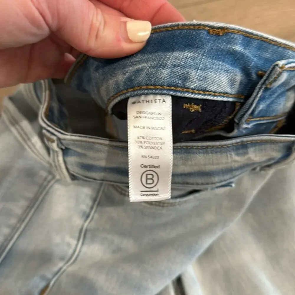 ATHLETA Light Wash Sculptek Straight Leg Ankle Stretchy High Waist Jeans Size 6P